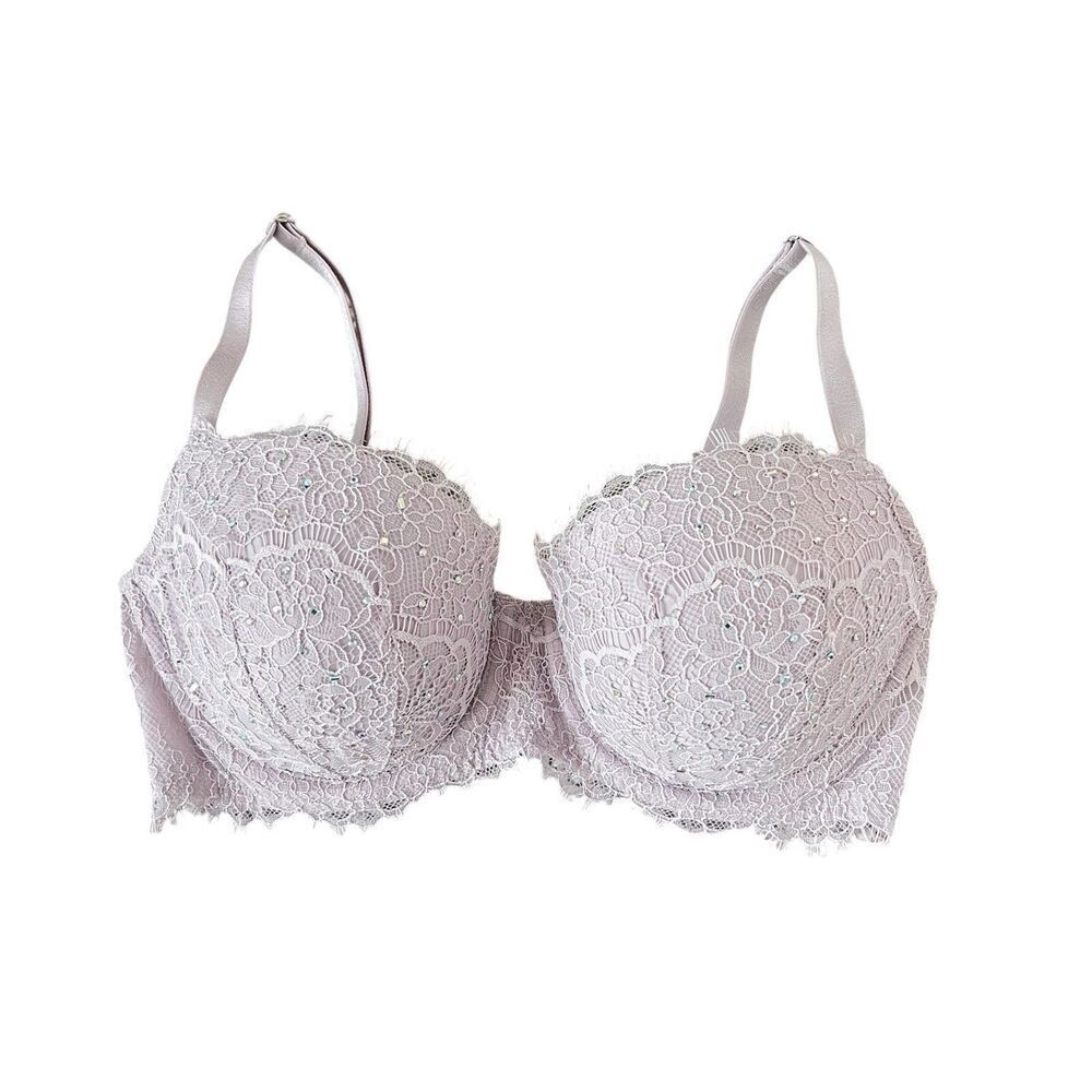 Victoria's Secret Dream Angels Push Up Bra 32DD NEW Lace Rhinestone - Picture 2 of 6